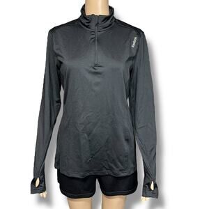 Reebok Womens Athletic Top Shirt Quarter Zip Pullover Long Sleeve Mid Weight Med